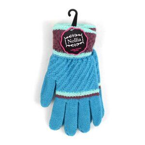 Gloves - Ladies- Stretchy Knitted - Tri Color - Blue/Green/Purple - NWT